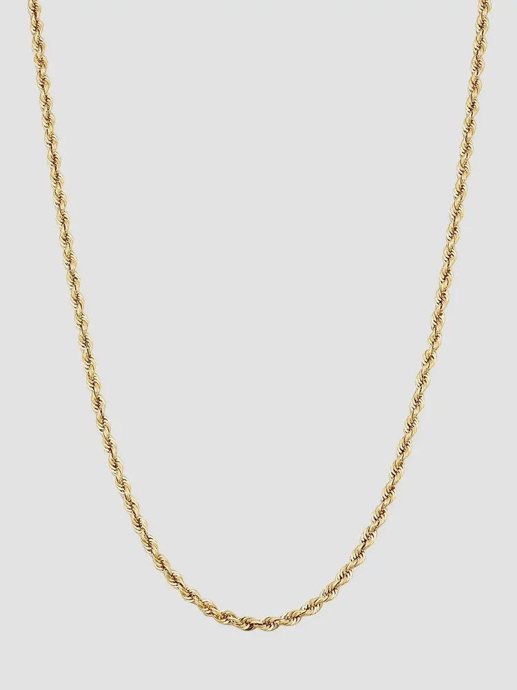 14K Yellow Solid Gold Roman Rope Statement Necklace