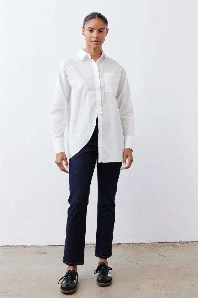 Pulled Aside Asymmetric Button Down