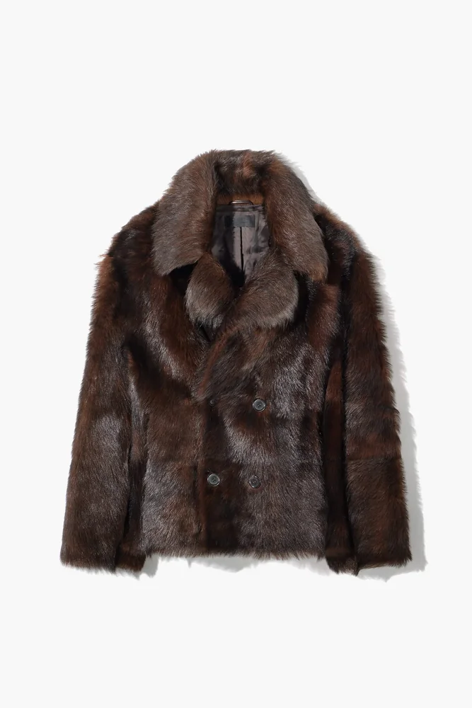 Cleophee Db Short Shearling Coat in Dark Brown