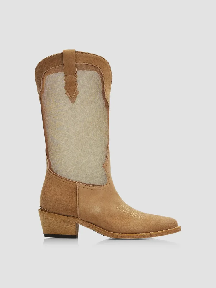 Gemma 55MM Suede & Mesh Cowboy Boots
