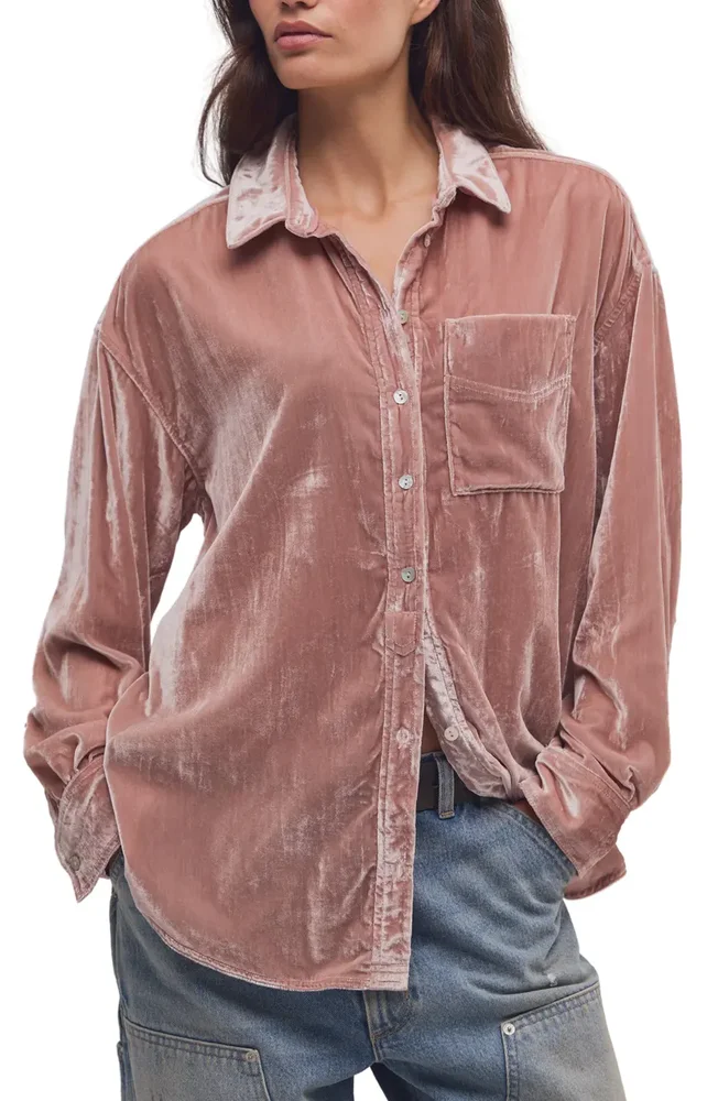 Lexi Velvet Button Down Shirt