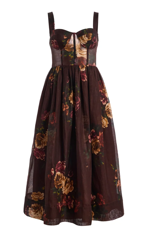 Phoebe Linen-Silk Midi Dress