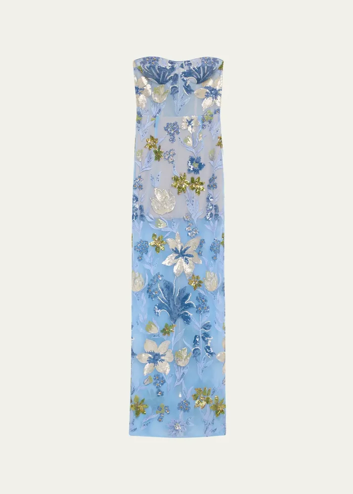 Dahlia Sequin Floral Column Gown