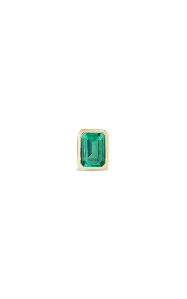 14K Yellow Gold Emerald Single Earring