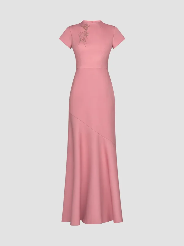 Morrigan Beaded Crepe A-Line Gown