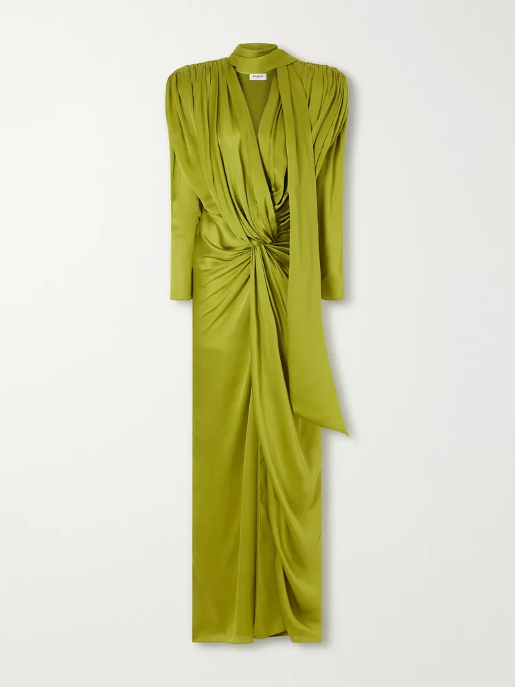 Draped silk-charmeuse maxi dress