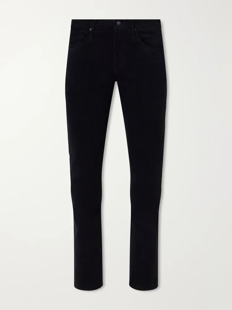 Slim-Fit Cotton-Blend Corduroy Trousers