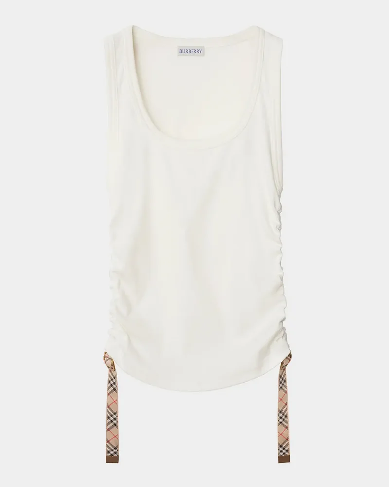 Burberry Ruched Check Drawstring Tank Top