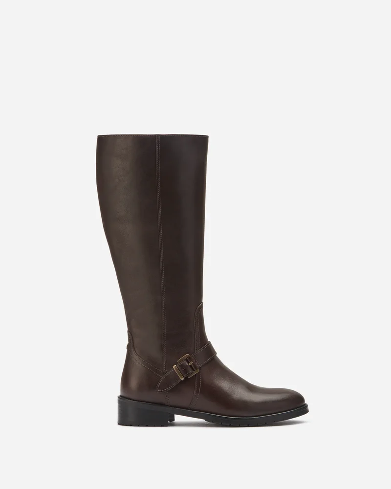 Charlotte Knee-High Boots in Dark Brown Leather