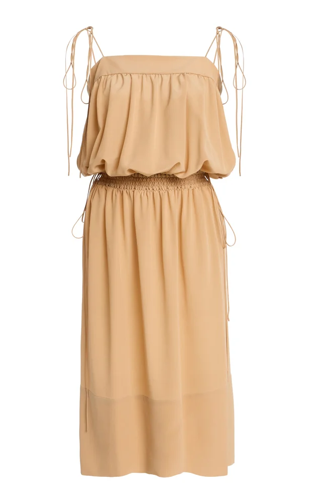 Silk Crepe de Chine Midi Balloon Dress