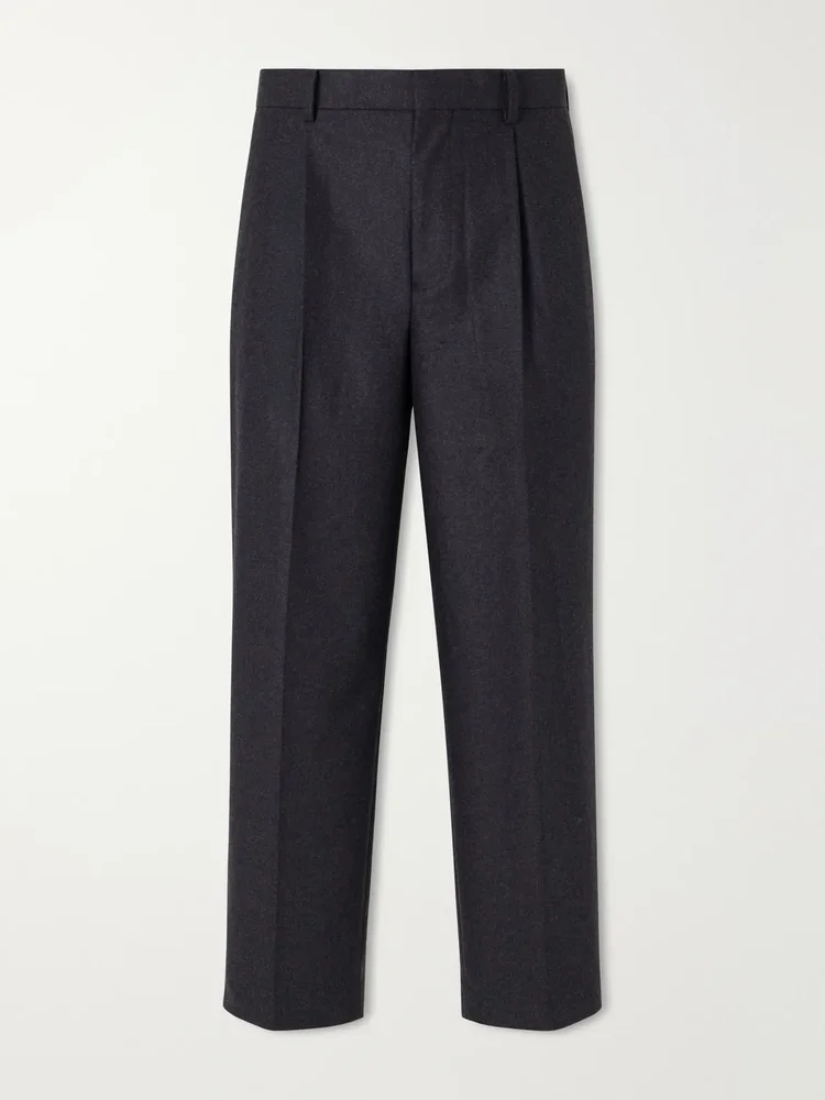 Pleated Straight-Leg Merino Wool Suit Trousers