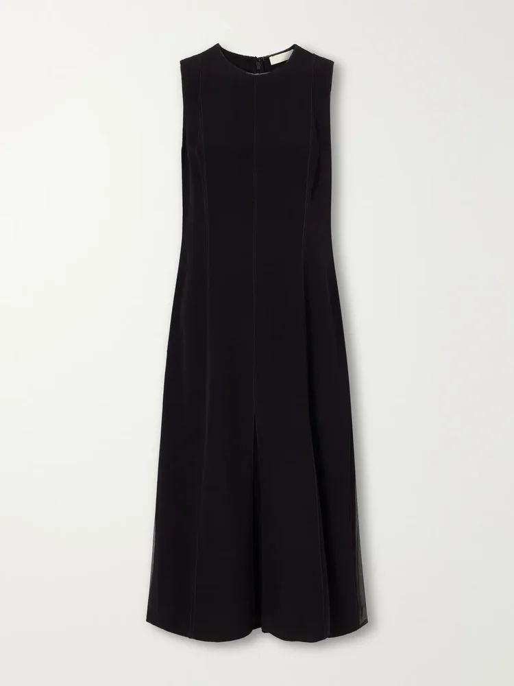 Laure crepe and chiffon midi dress