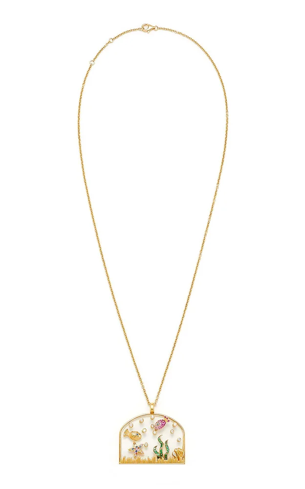 Aquarium 9K Yellow Gold Multi-Stone Pendant