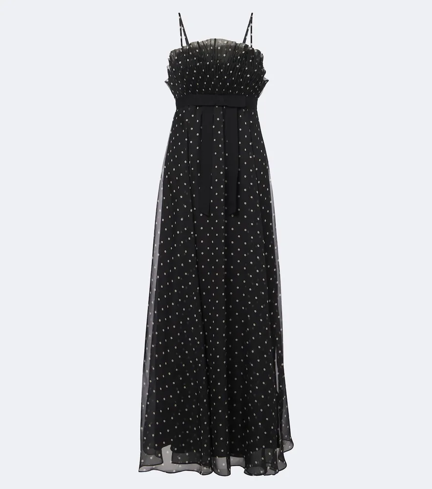 Polka-dot ruffled maxi dress