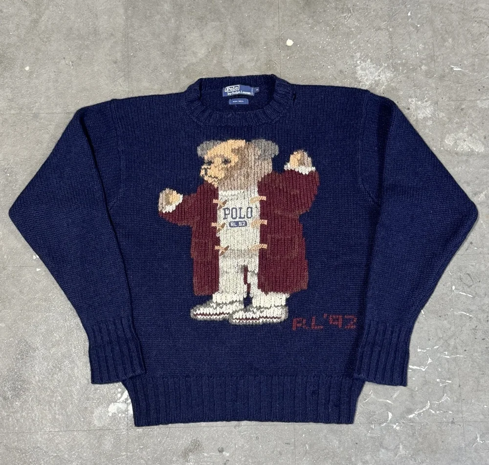 Vintage 1992 Polo Ralph Lauren Grandpa Bear Knit Sweater