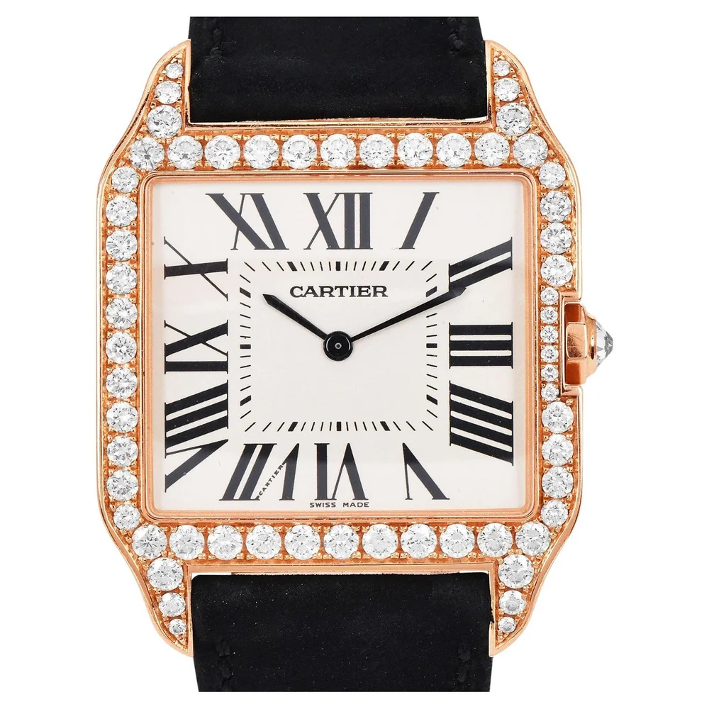 Pre-Owned Santos-Dumont Diamond-Set Watch Rose Gold