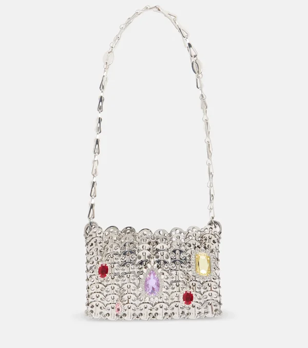 1969 Nano embellished shoulder bag in silver