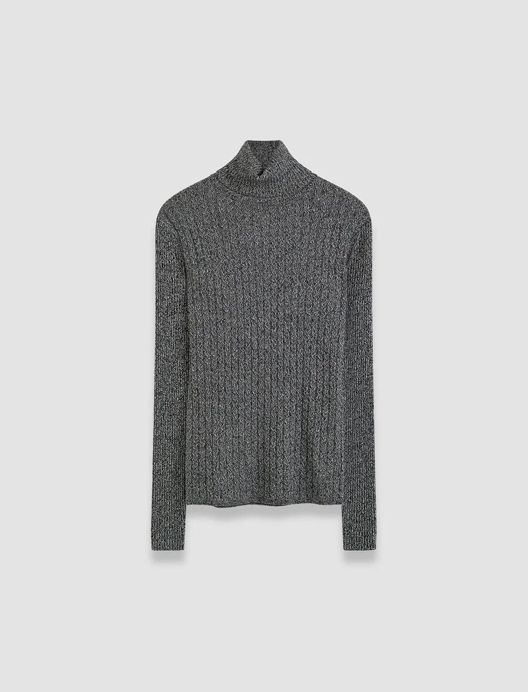 Ribbed Cable Knit High Neck Jumper