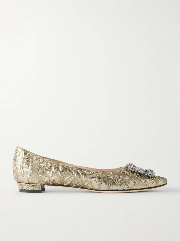 + Emilia Wickstead Hangisi crystal-embellished metallic jacquard ballet flats