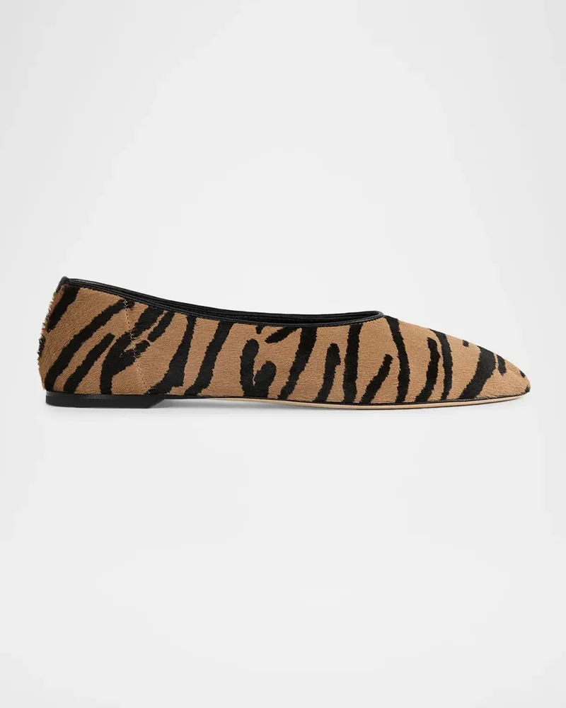 Printed Pony Hair Ballerina Flats