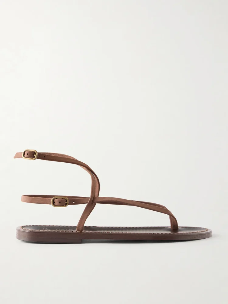 Abako nubuck and leather thong sandals
