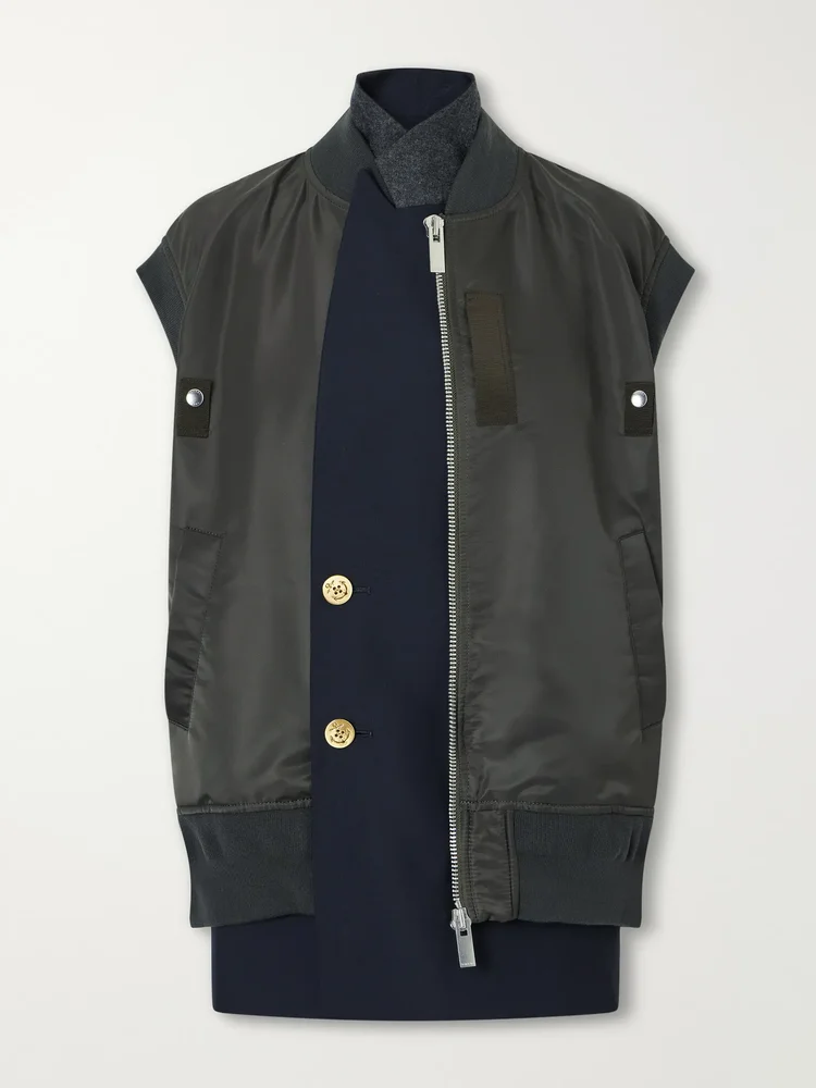 Button-embellished twill vest