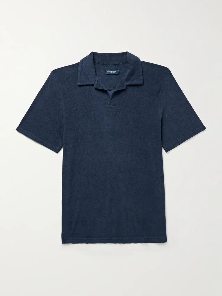 Faustino Camp-Collar Cotton, Lyocell and Linen-Blend Terry Polo Shirt