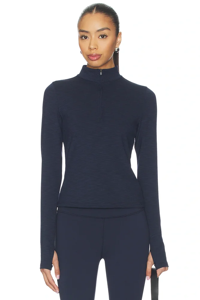 Stevie Active Rib Half Zip Waist Length Top