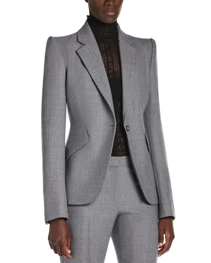 Wool Single Breasted Button Front Blazer