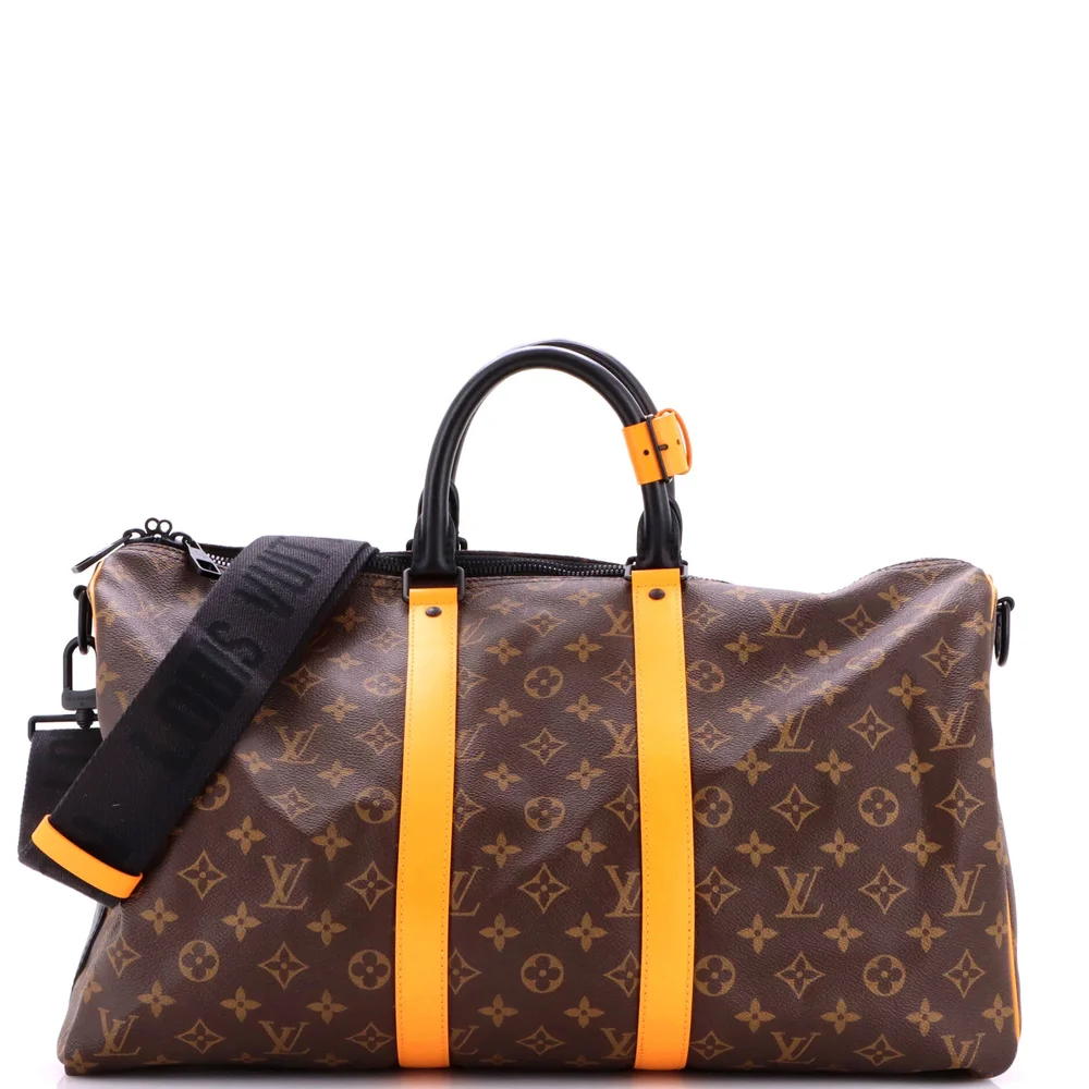 Pre-Owned Keepall Bandouliere Bag Macassar Monogram Canvas 45