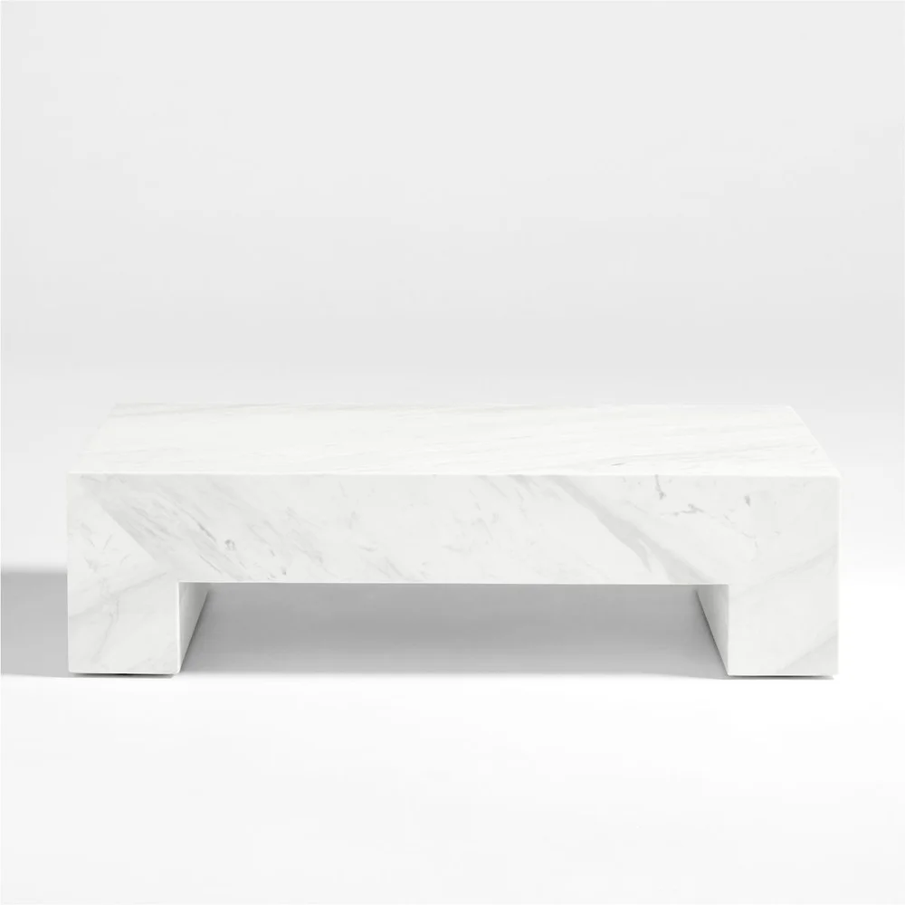 Paramount Grey and White Marble 56" Rectangular Coffee Table