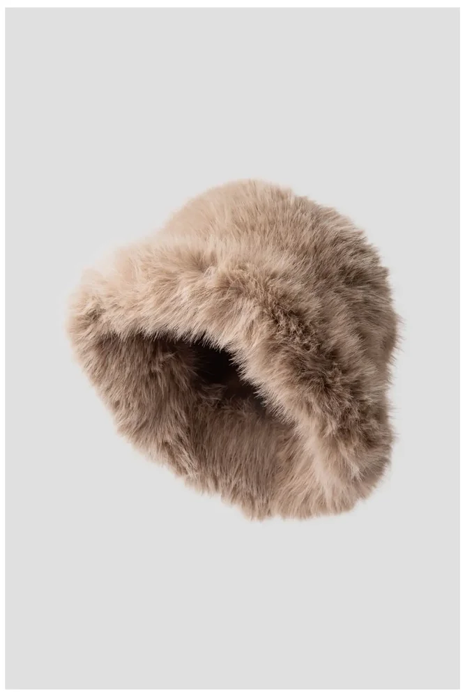 Faux Fur Solid Faux Fur Bucket Hat