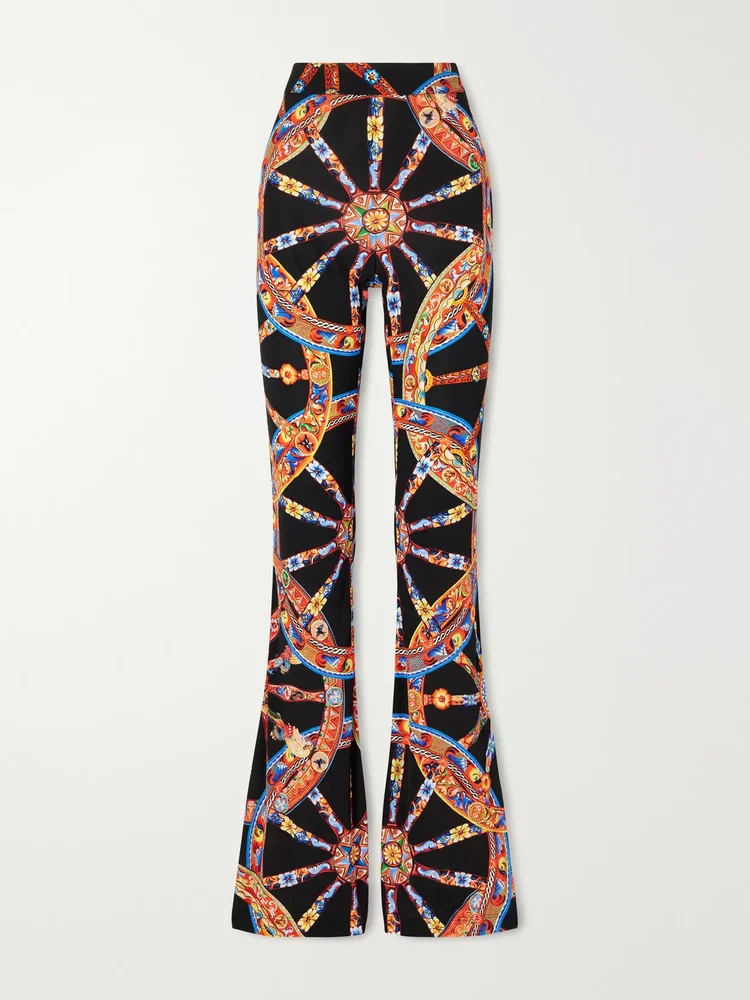 Organza Carretto printed flared crepe pants