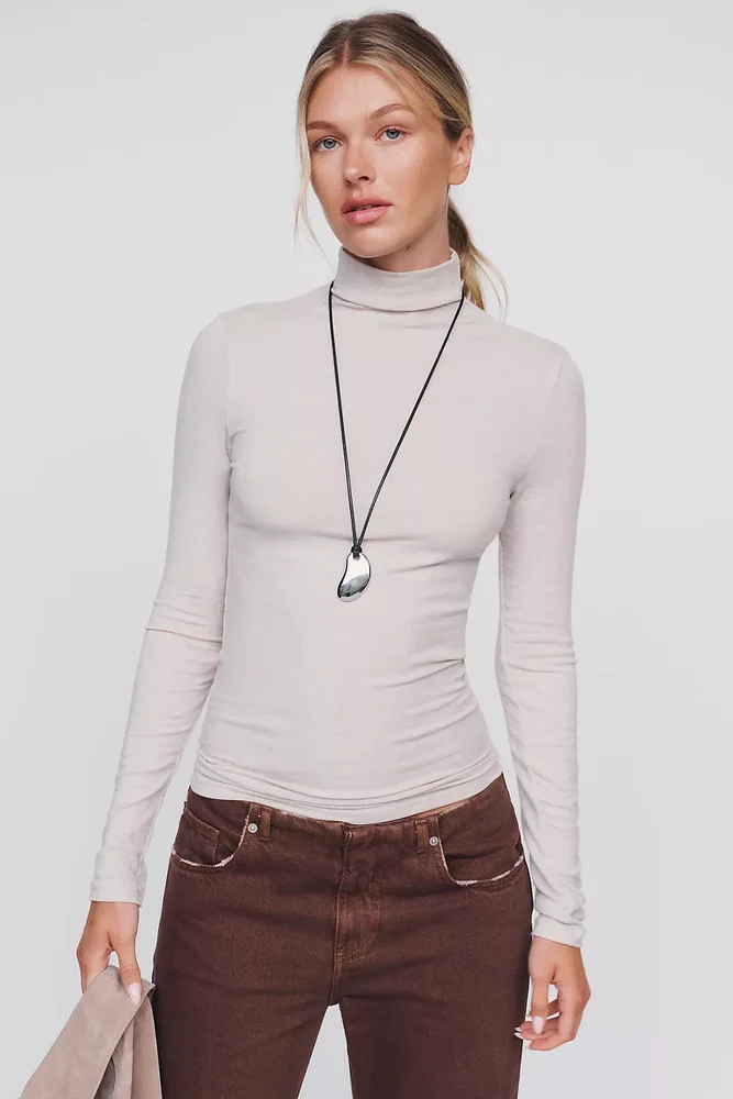 Arena Wool Blend Fitted Turtleneck Top