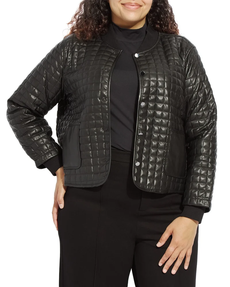 Agnes Quilted Faux Leather Jacket