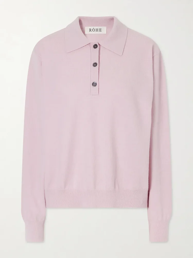 Wool-blend polo sweater
