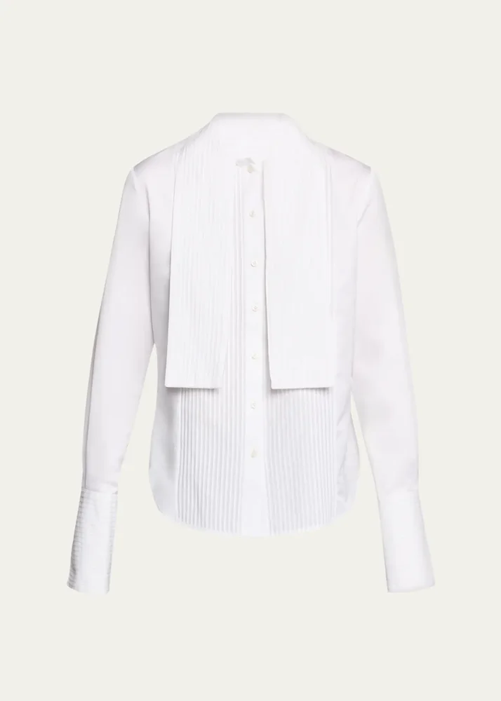 Inez Pleated Draped Tuxedo Shirt