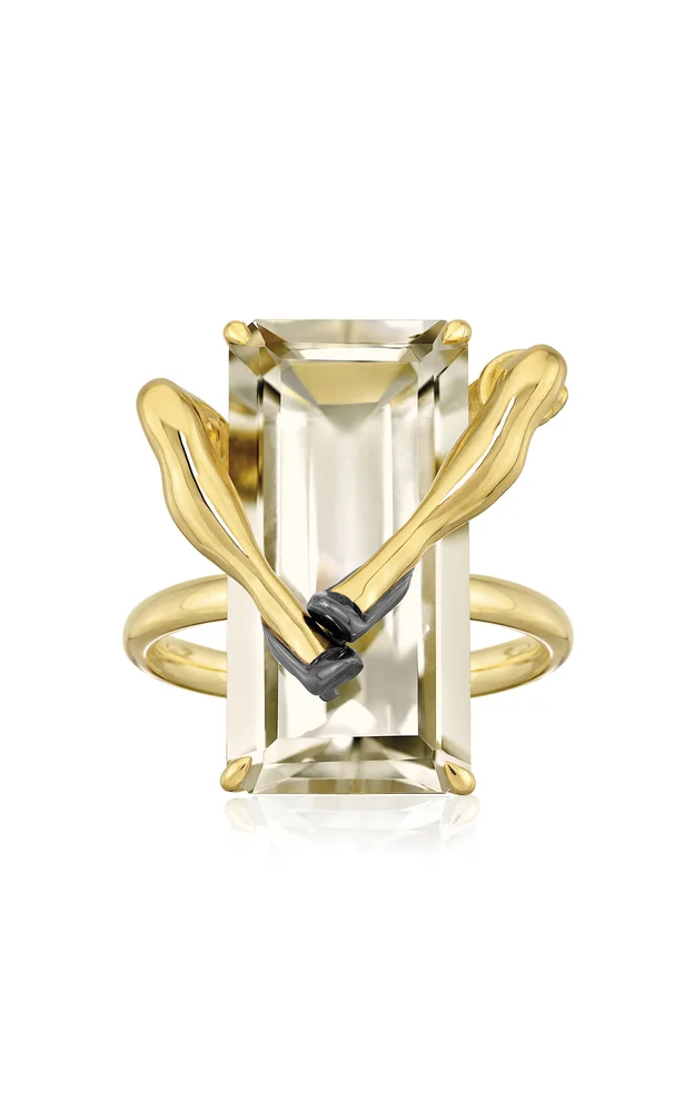 Legs 18K Yellow Gold Quartz, Diamond Ring