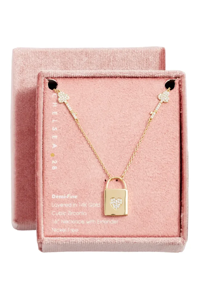 Gift Boxed Pavé Cubic Zirconia Locket Pendant Necklace