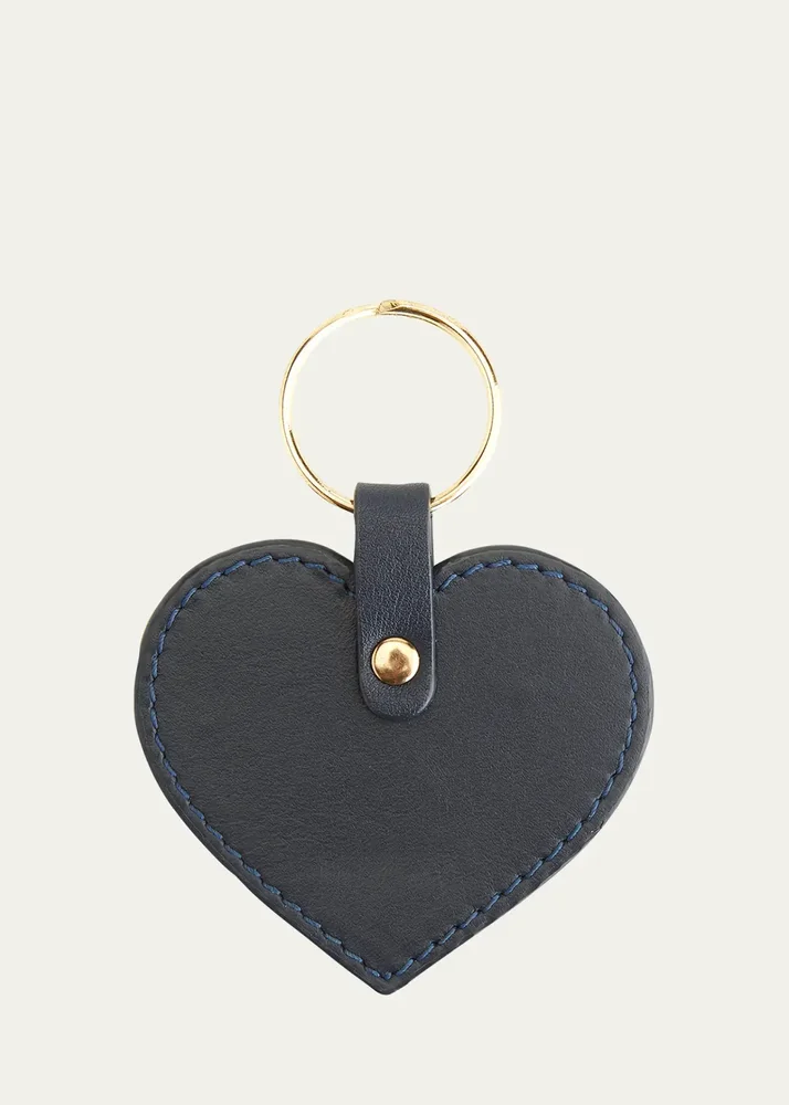 Monogrammed Leather Heart-Shaped Key Chain, Personalized