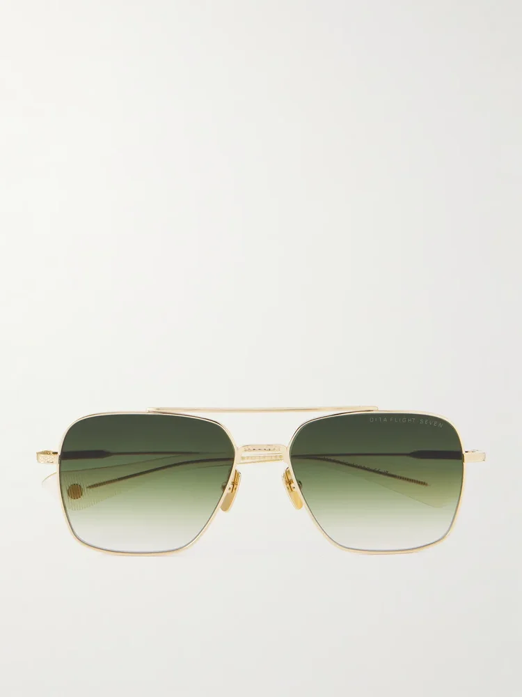 Flight-Seven Double-Bridge Aviator-Style Gold-Tone and Acetate Sunglasses