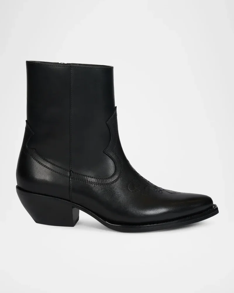 40MM Western-Style Leather Ankle Boots