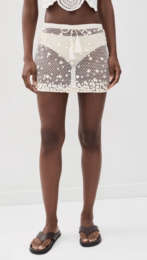 Shell Embellished Coverup Skirt