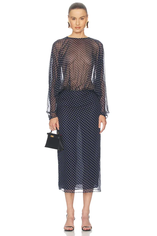 The Sabrina Midi Dress in Printed Silk Chiffon