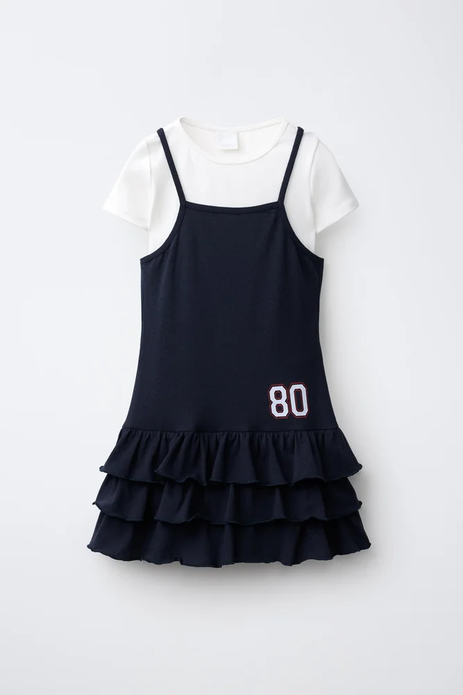 Double Layer T-Shirt Dress (Navy Blue)