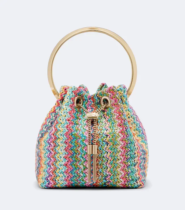 Bon Bon Small raffia-effect bucket bag