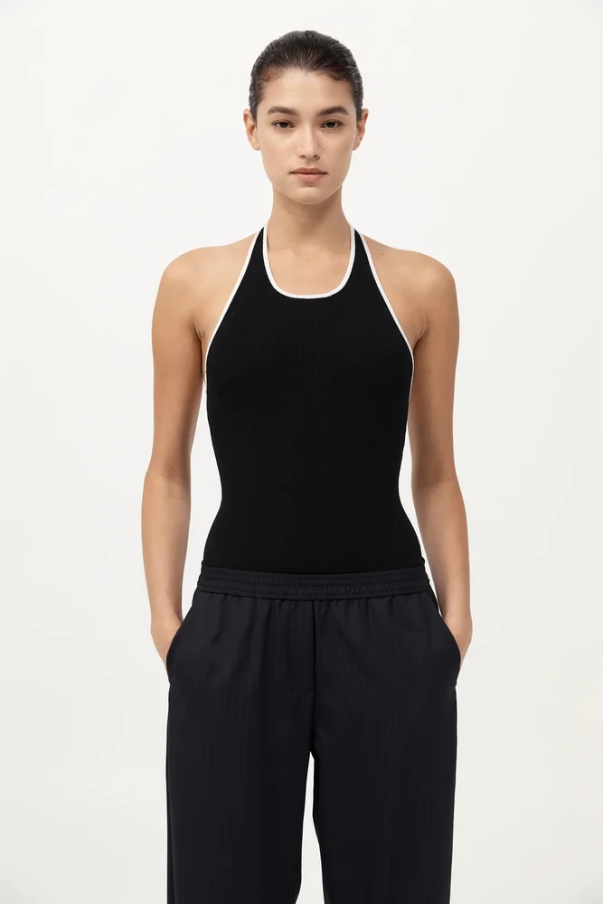 Fine Line Halter Top - Black