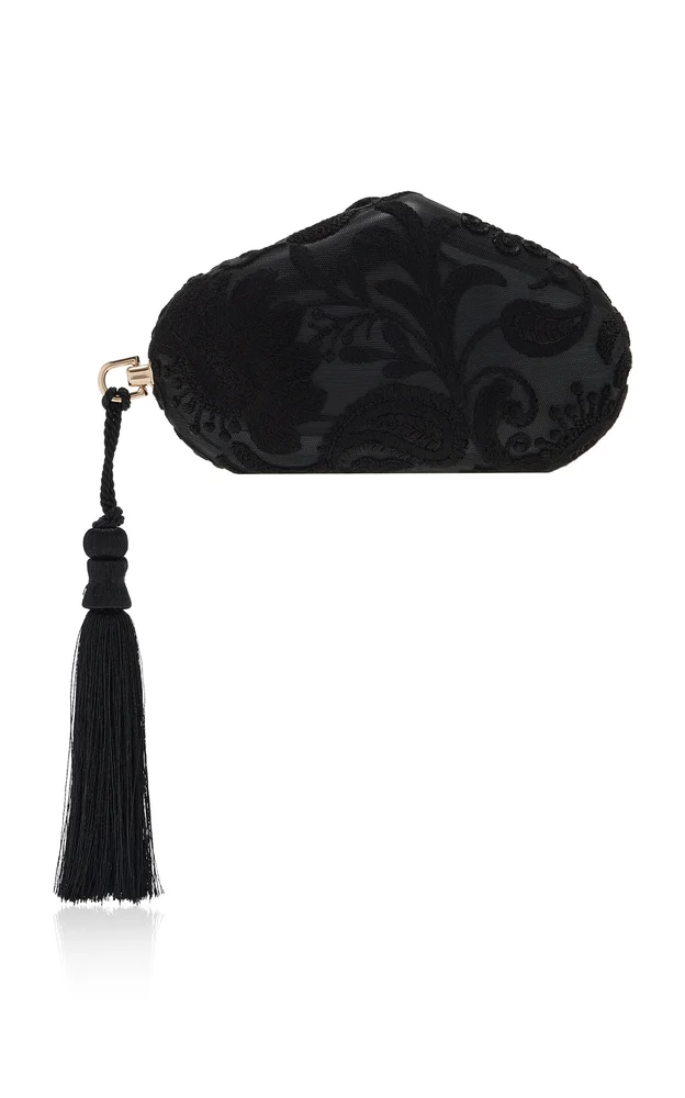 Exclusive La Isla Marlies Lace-Trimmed Wooden Clutch