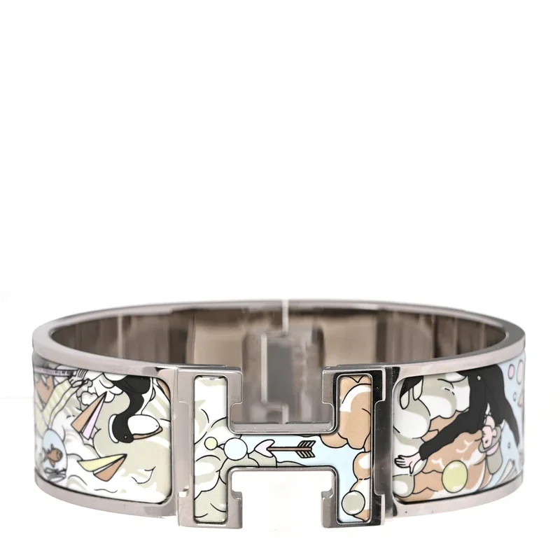 Enamel Printed Wide Dans Les Nuages Clic Clac H Bracelet PM Songe Pastel