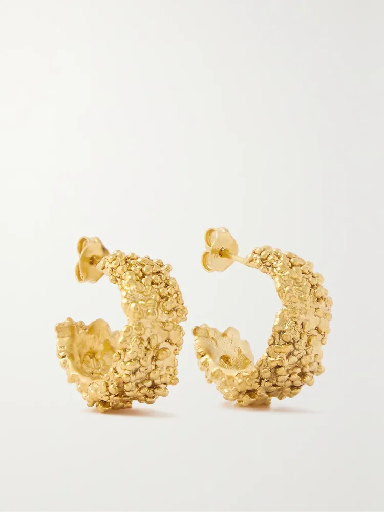 + NET SUSTAIN The Rocky Road gold-plated hoop earrings